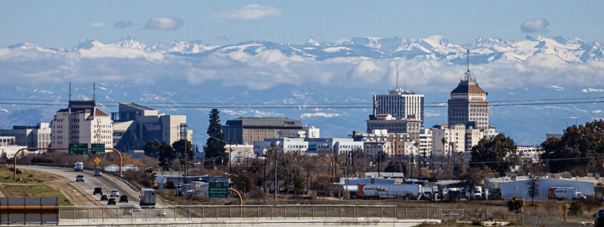 The Fresno area skyline in California's Central Valley